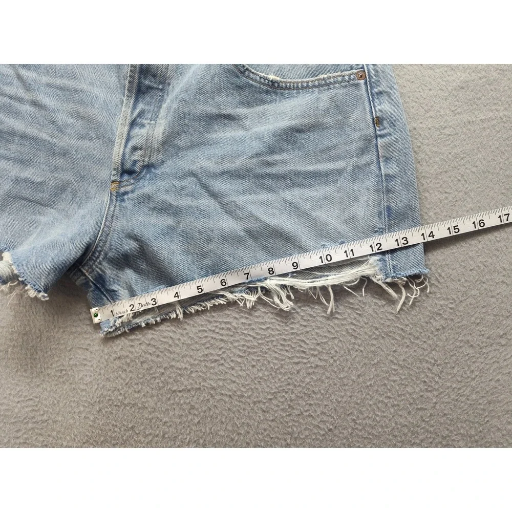 AGOLDE Parker Distressed Denim Shorts Light Wash Blue Size 33 Raw Hem